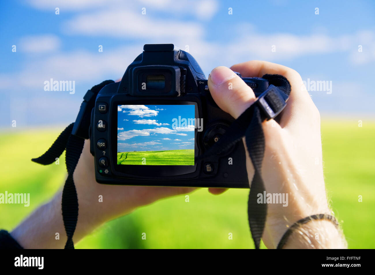 Digitale Kamera, die schöne Landschaft zu erfassen Stockfoto