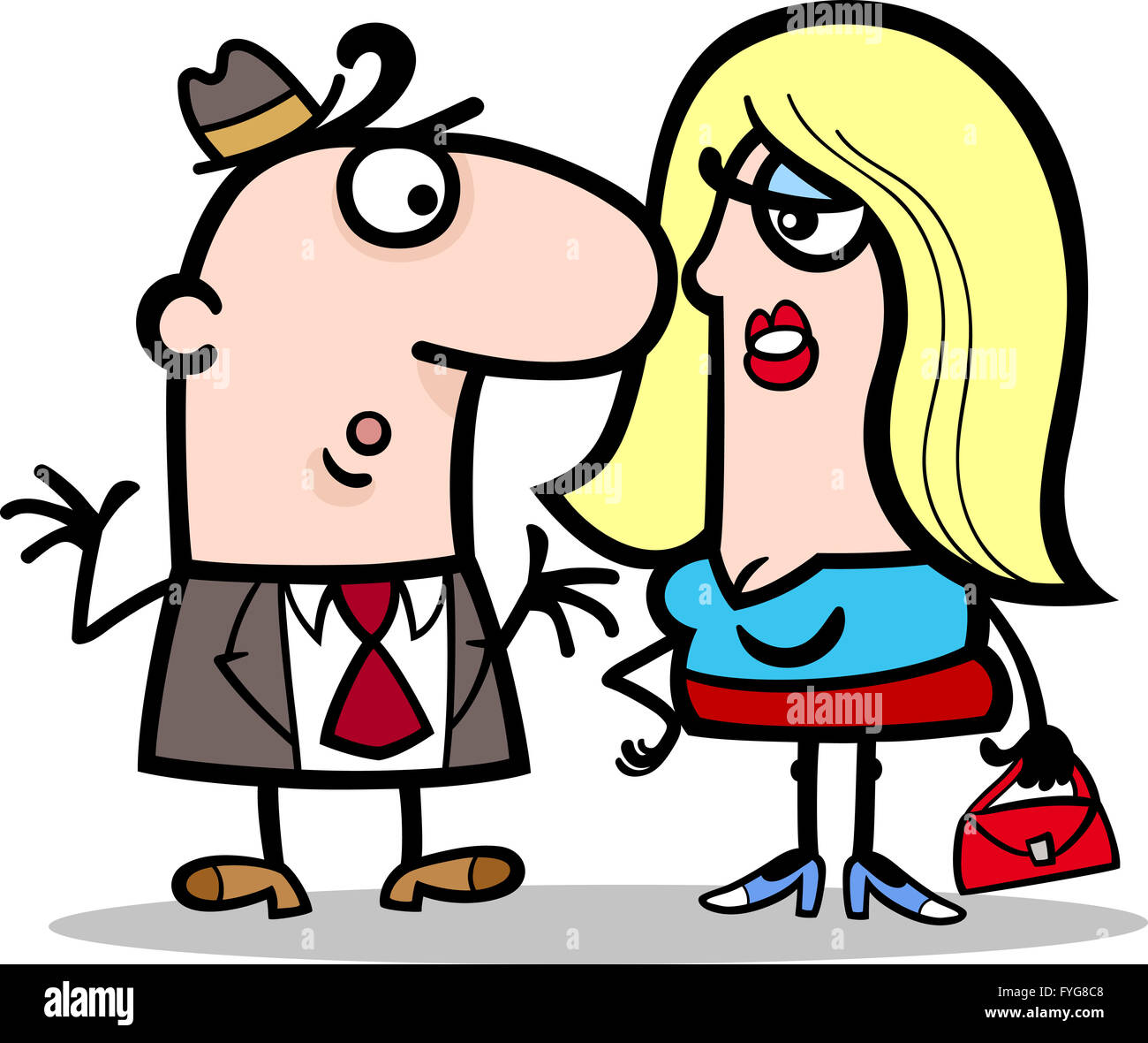 Lustige Bilder über Frau Und Mann Cartoon illustration pretty woman handsome -Fotos und -Bildmaterial in
