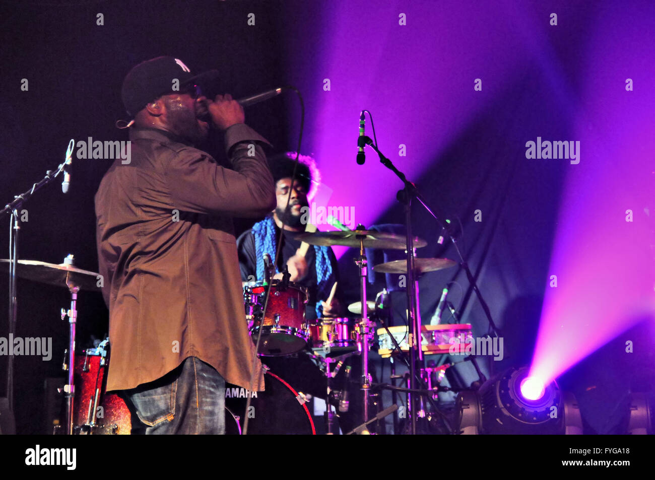 Black Thought und Questlove von The Roots erklingt in La Zona Rosa in Austin, TX Stockfoto