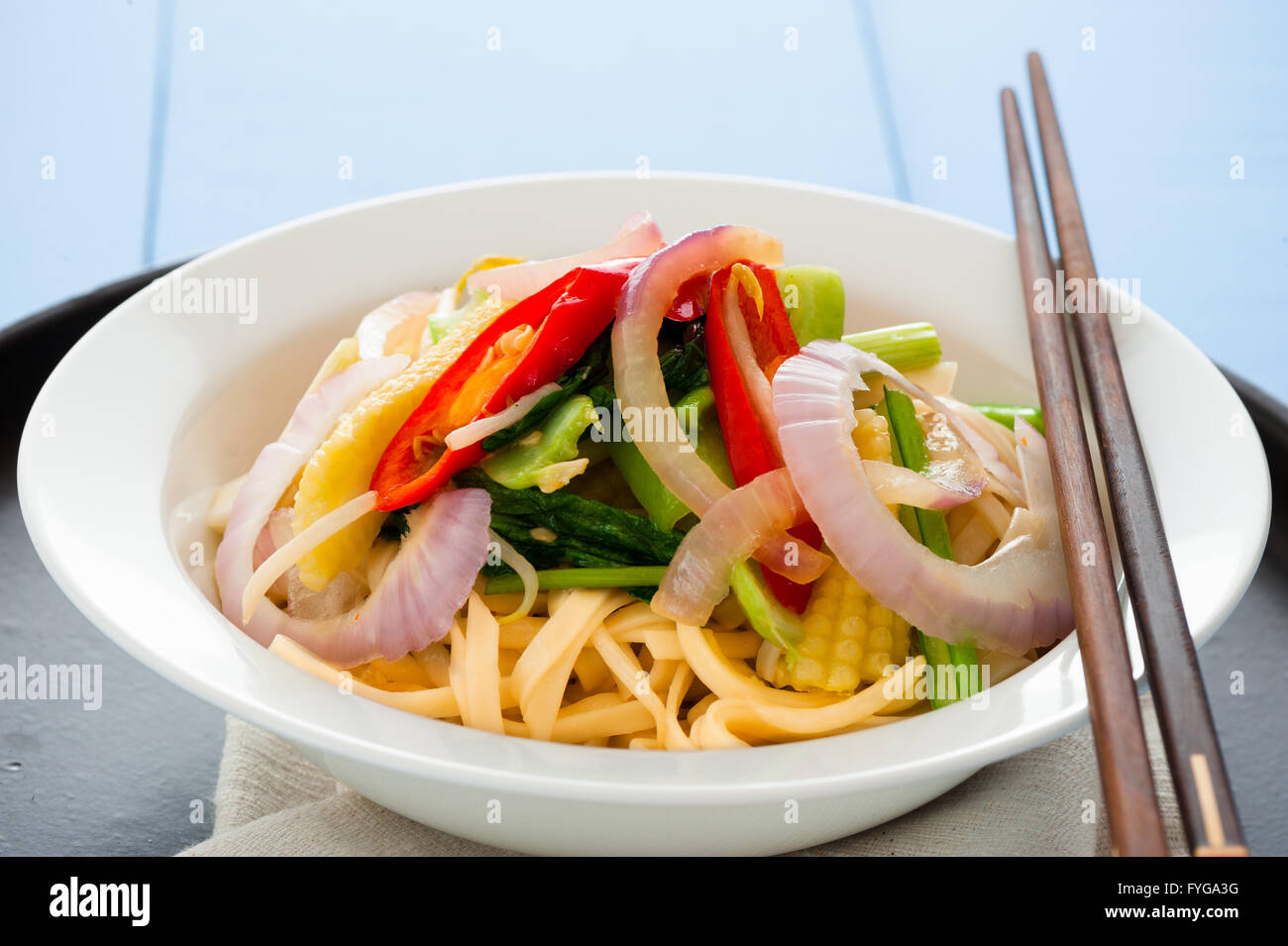 würzige vegetarische Nudeln Stockfoto