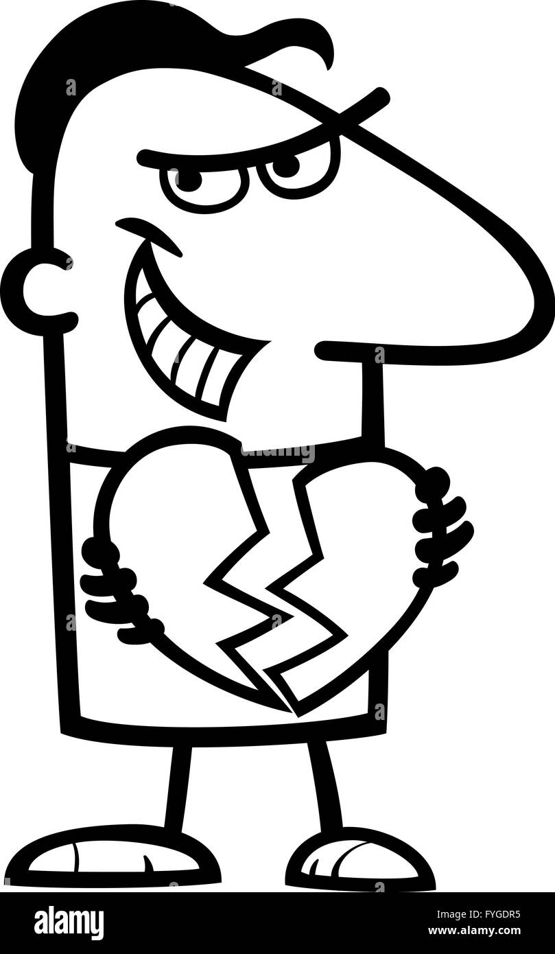 Mann brechen Herzen Cartoon illustration Stockfoto