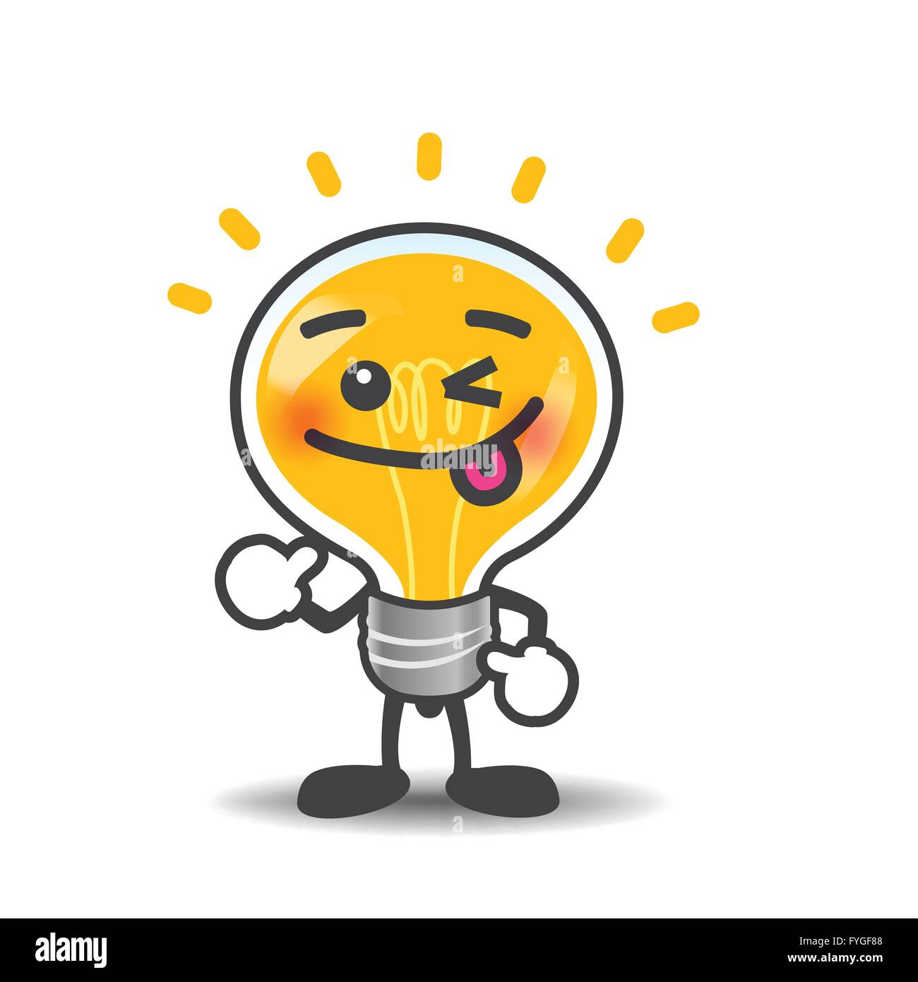 Glühbirne Lampe Cartoon isoliert mit Daumen auf den weißen  Hintergrund-Vektor-illustration Stock-Vektorgrafik - Alamy