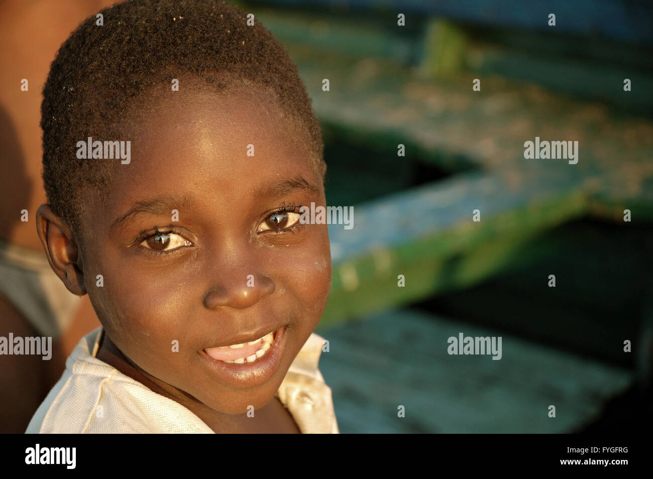 Portrait des afrikanischen Geißlein in Chembe Dorf, Cape Maclear, Malawi Stockfoto