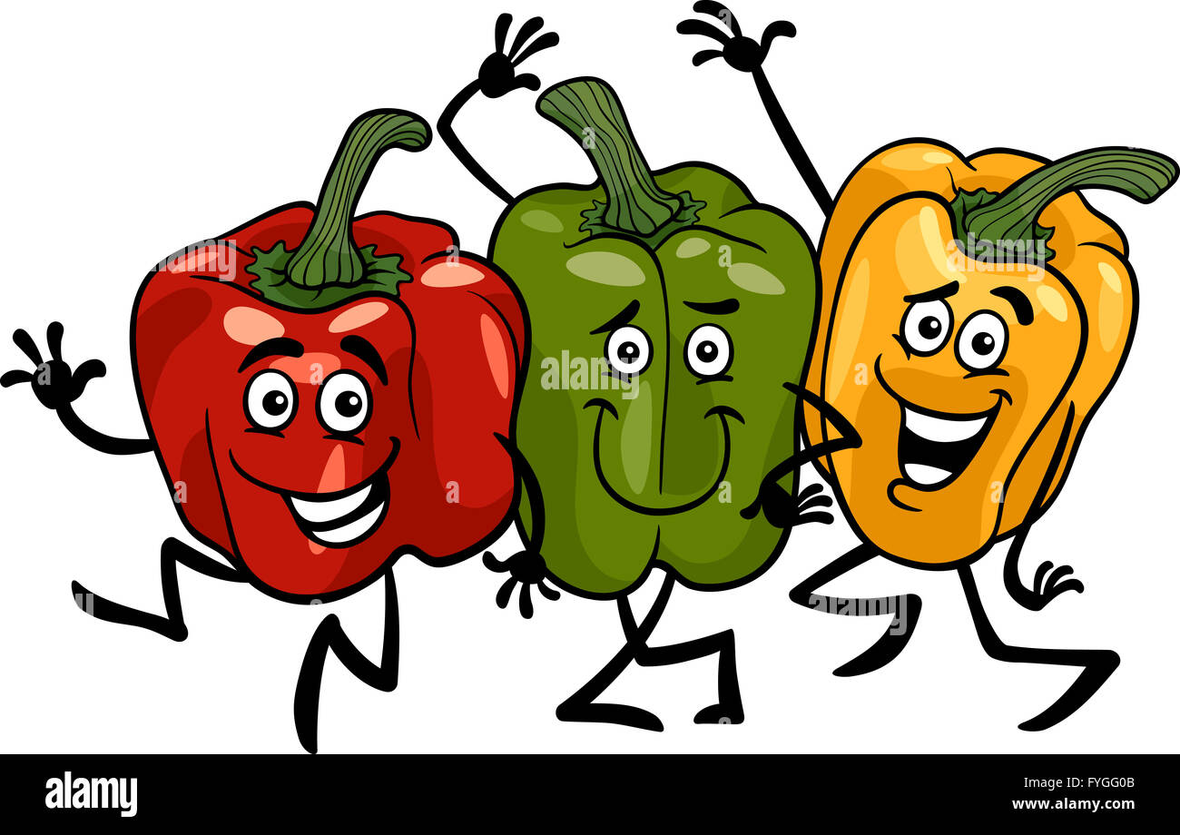 Paprika Gemüse Gruppe Karikatur illustration Stockfotografie Alamy