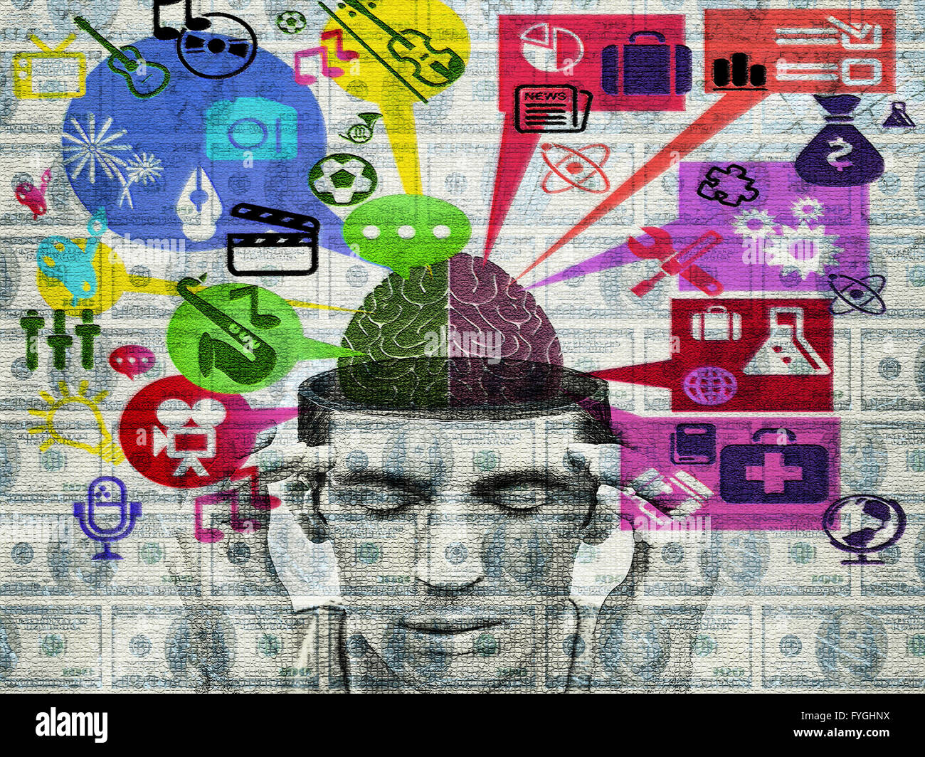 Zerbrochenes Glas des Eisenbahn-Fensters Stockfoto