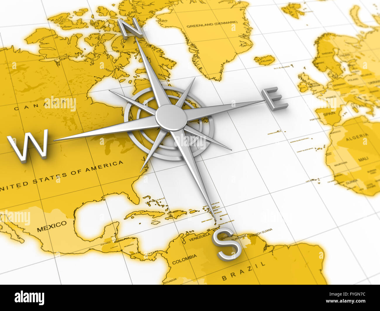 Kompass, Weltkarte, Reisen, Expedition, Geographie Stockfoto, Bild: 103015456 - Alamy