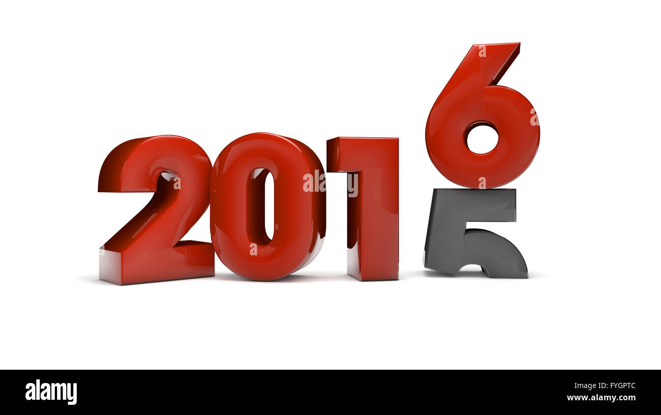 Neujahr-Konzept: Rendern von 2015-2016 ändern Stockfoto