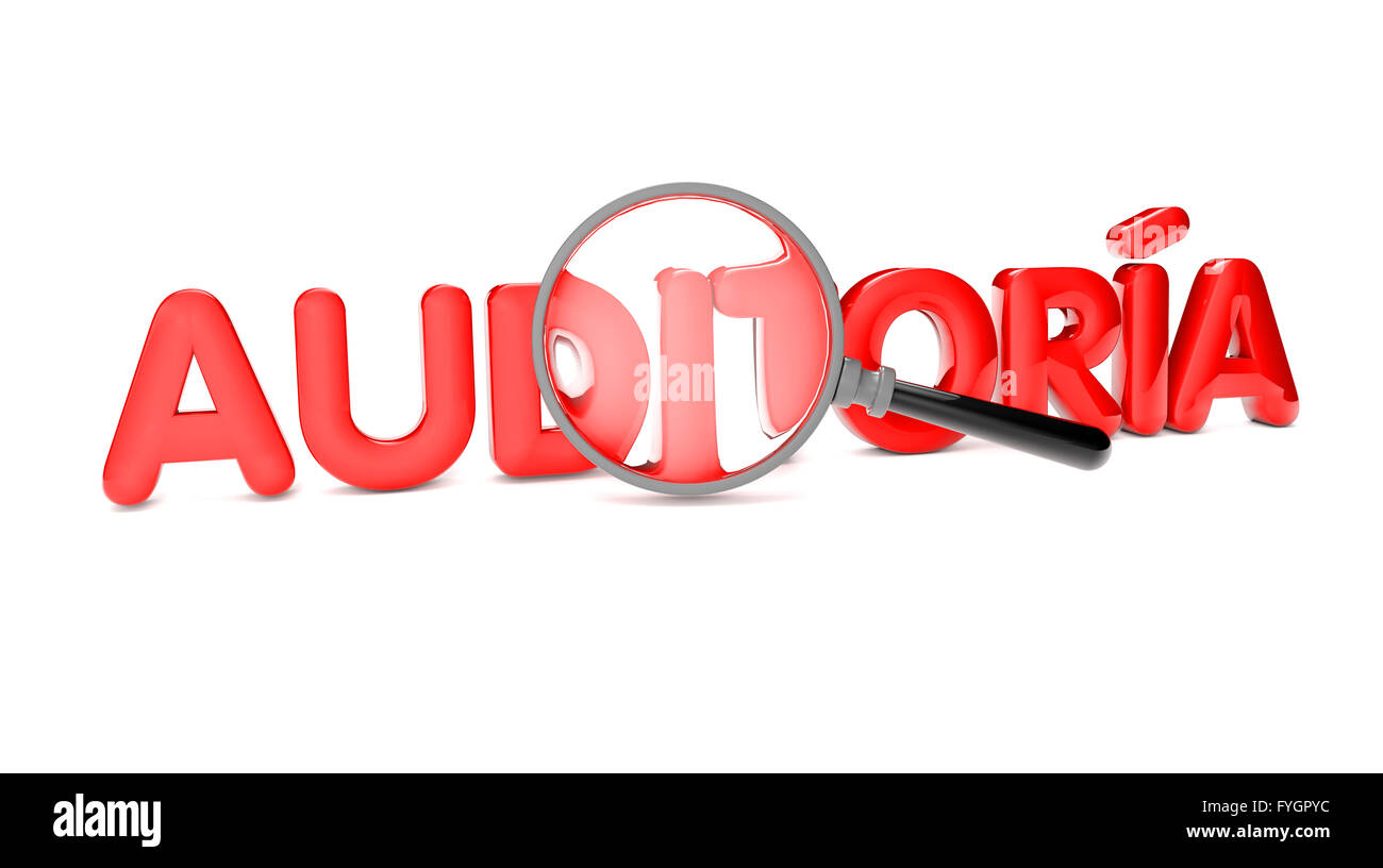 Concepto de Auditoría: Texto Auditoría con Una Lupa Stockfoto