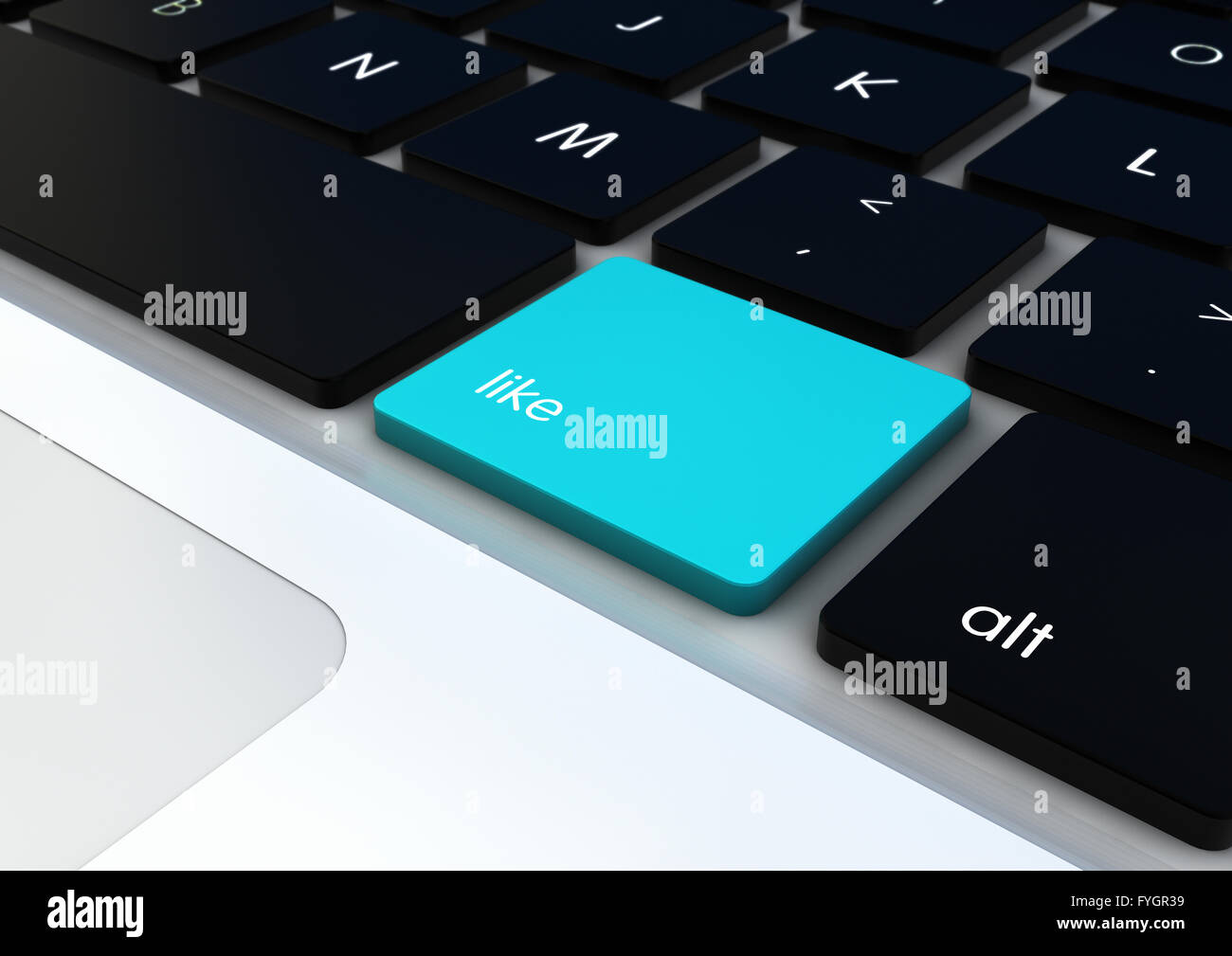 Like-Button auf einer Tastatur Stockfoto