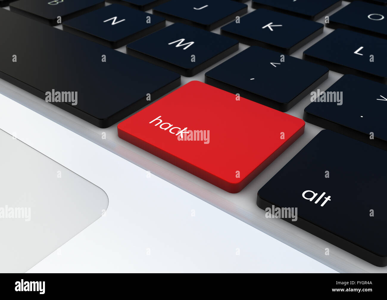 Piraterie-Konzept: Hack-Taste auf einer Tastatur Stockfoto