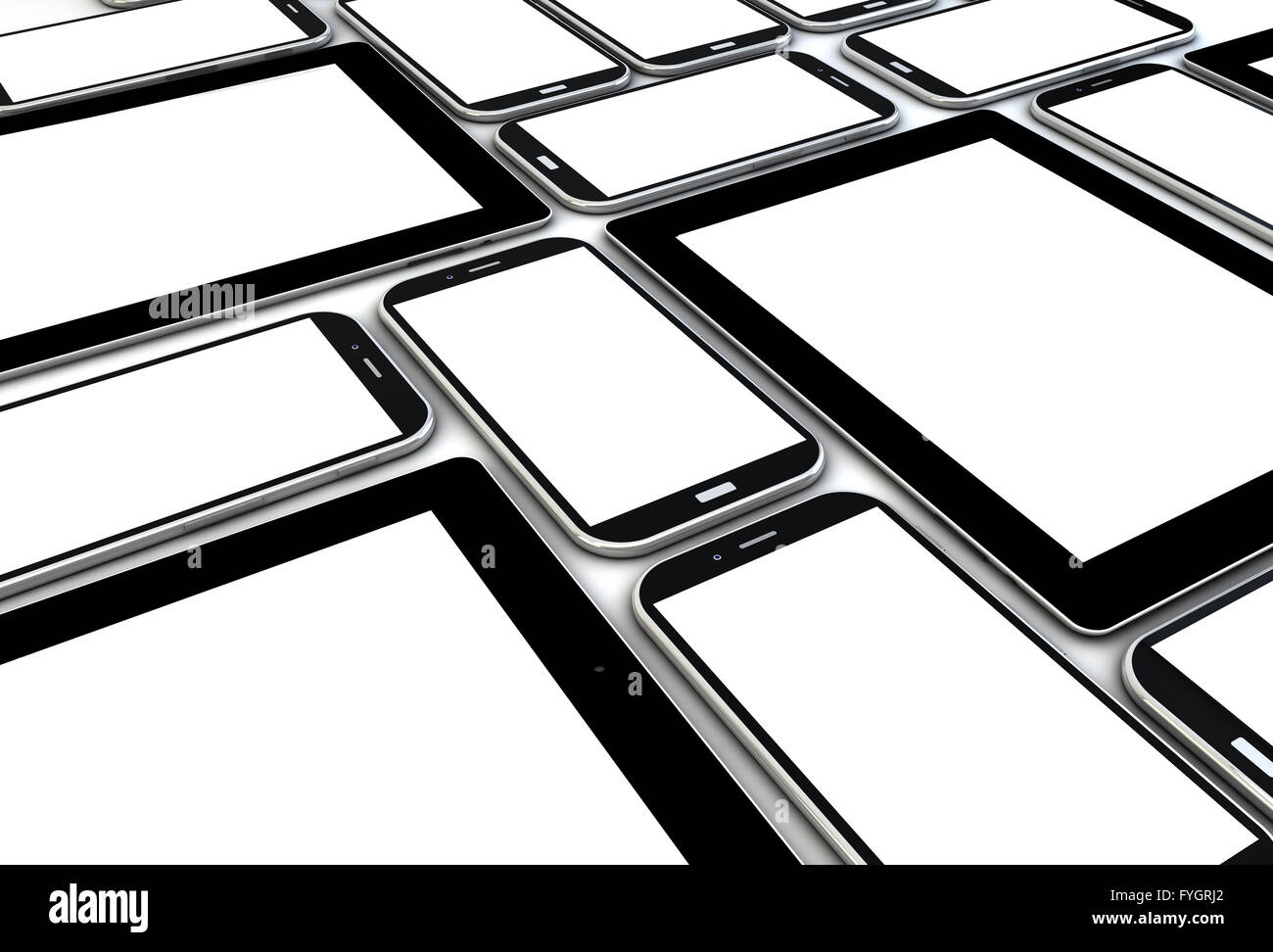 Geräte-Sammlung mit leere Bildschirme Stockfoto