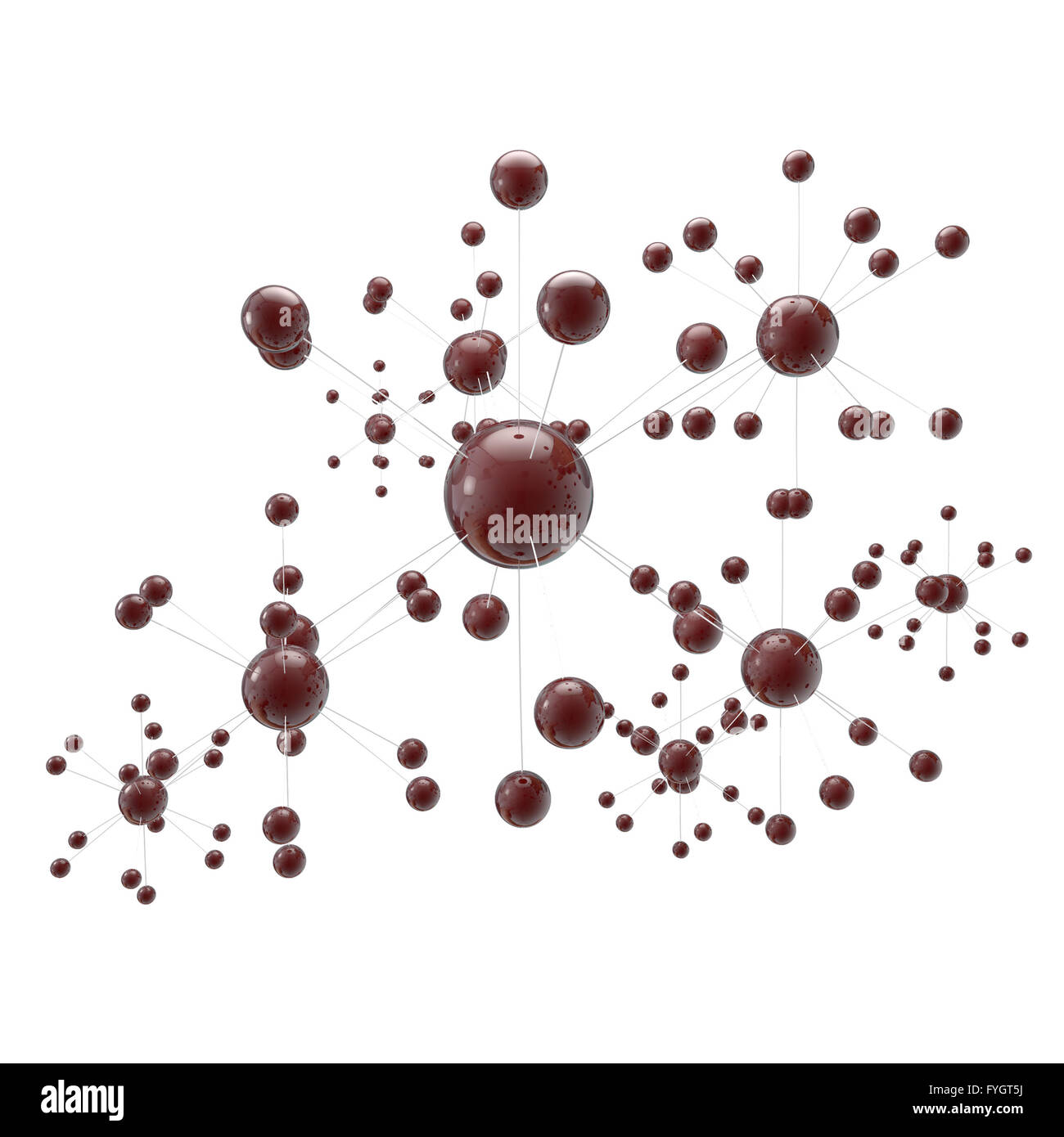 Anschluss-Konzept: gebunden Kugel Struktur Render isoliert auf weißem Hintergrund Stockfoto