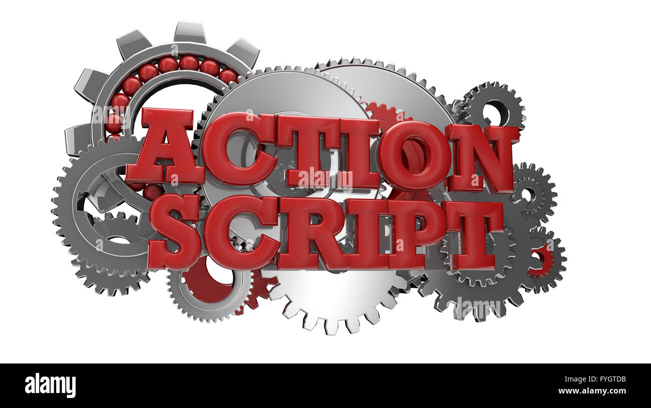 Rendern von Zahnrädern und die Text-Action-script Stockfoto