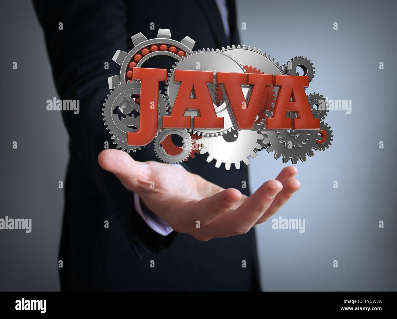 Java-Codierung Geschäftsmann Stockfoto