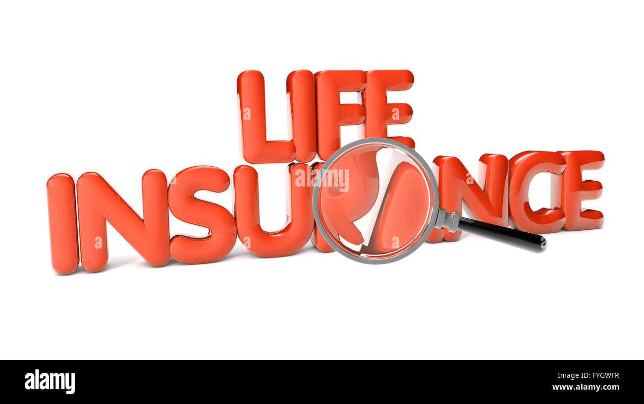 Lebensversicherung-Text isoliert auf weißem Hintergrund Stockfoto