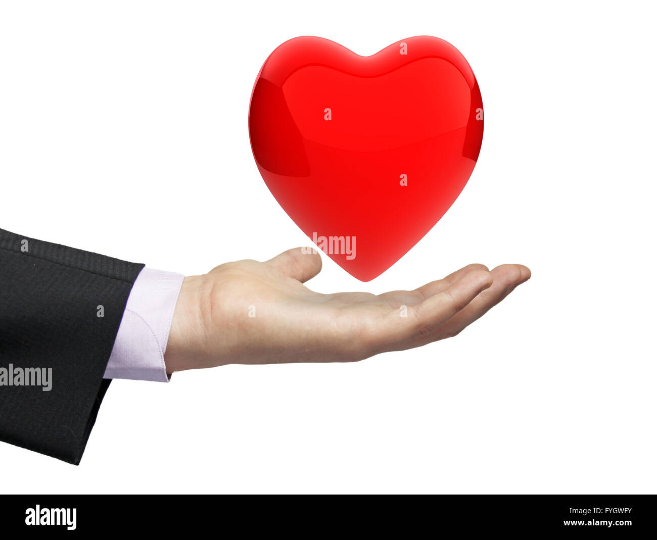 Liebe oder Gesundheit-Konzept: ein Herd über einen Geschäftsmann Hand Stockfoto