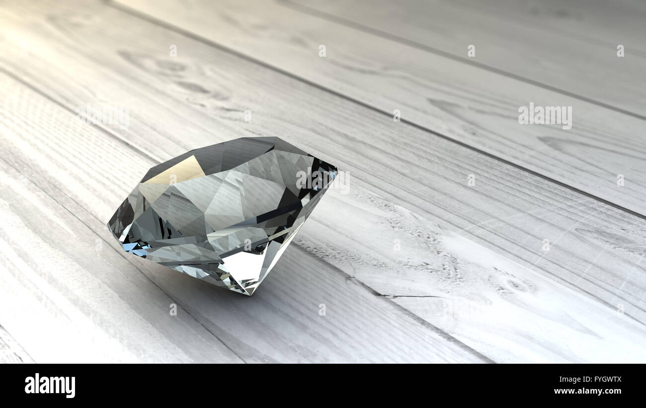 Digital erzeugte Diamanten über hölzerne Hintergrund Stockfoto