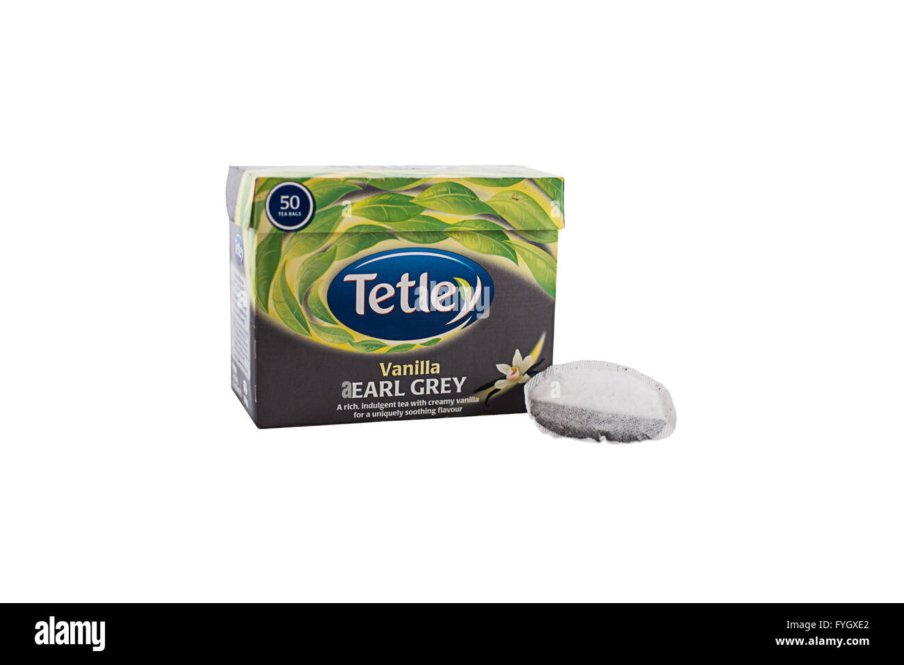 Eine Schachtel mit Vanille Earl Grey Tetley Tee Stockfoto