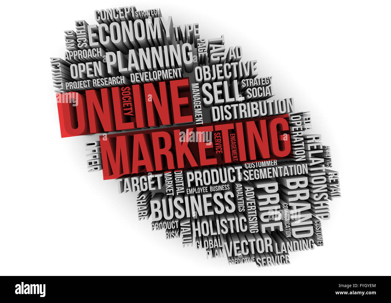 Online-marketing-roten Text auf einer Wolke-Worte Stockfoto