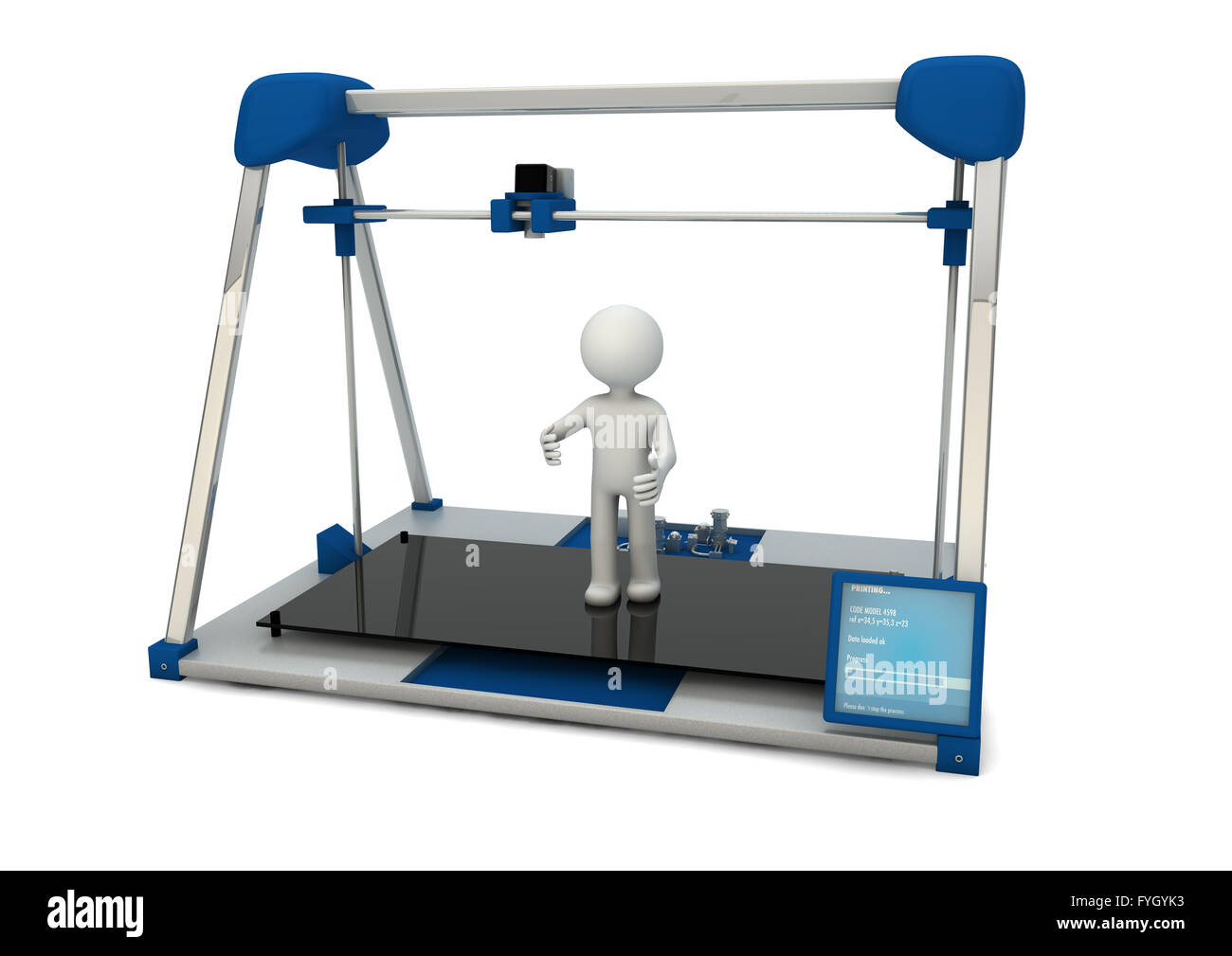 Rendern eines 3D-Druckers Stockfoto