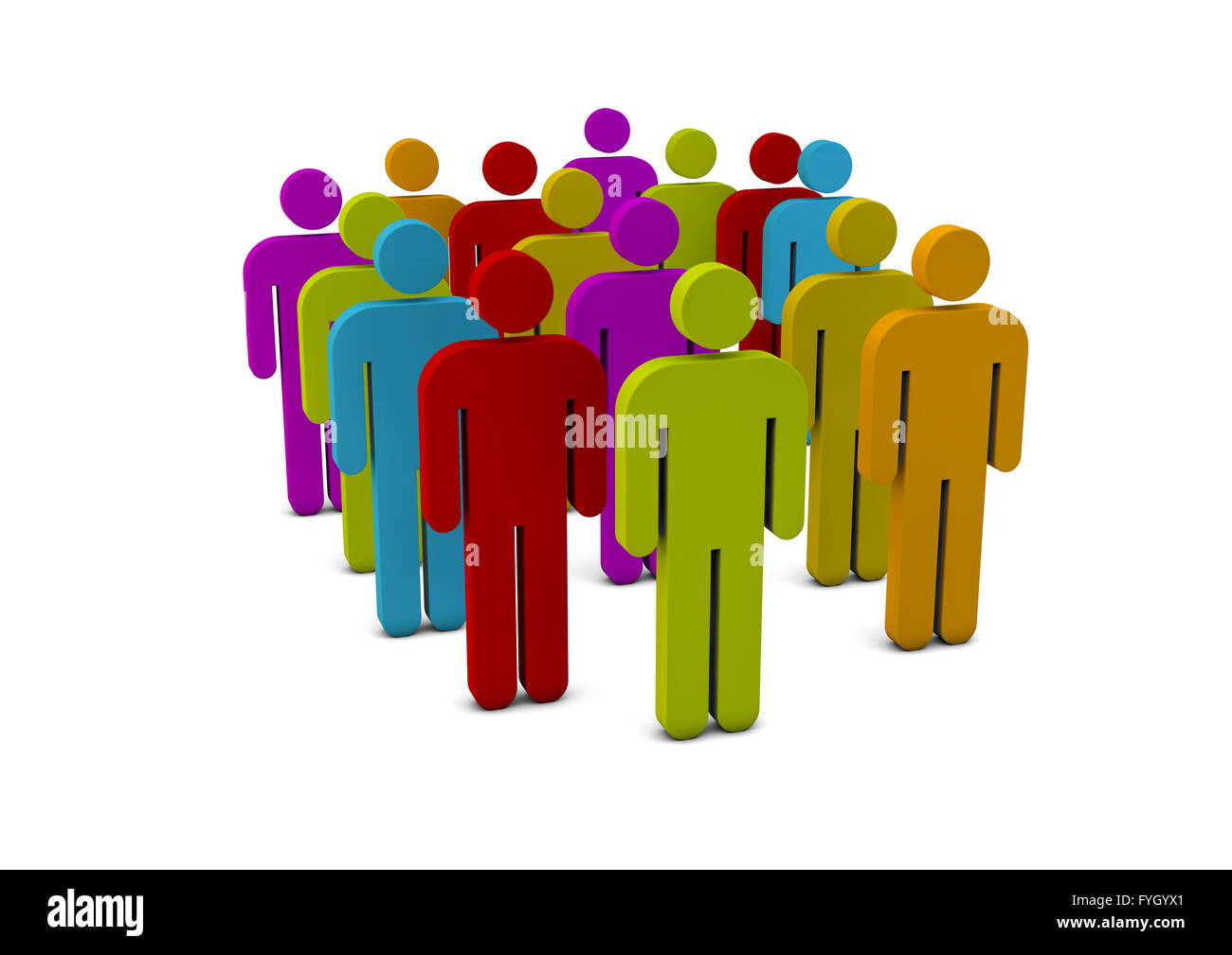 Rendern Sie eine Gruppe von Menschen Stockfoto