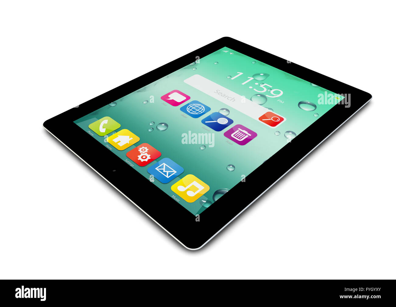 Mobilität und moderne drahtlose Telekommunikation-Technologie-Business-Konzept: Tablet-Computer PC mit bunten Oberfläche isoliert Stockfoto