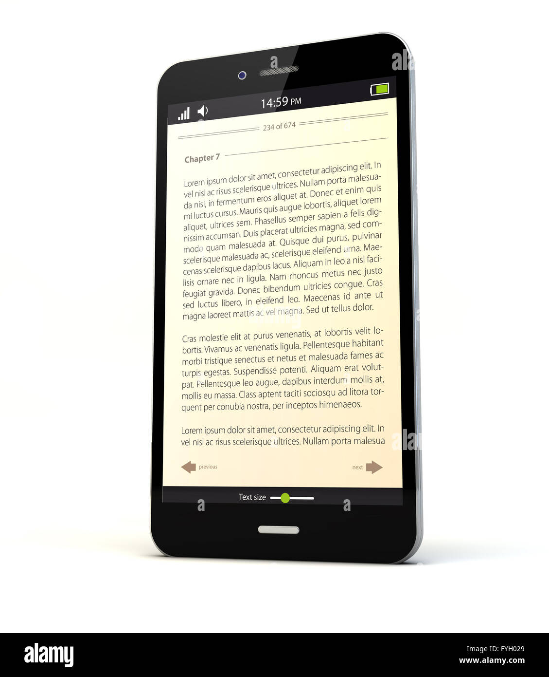 Smartphone mit Buch-app auf dem Bildschirm gerendert Stockfoto