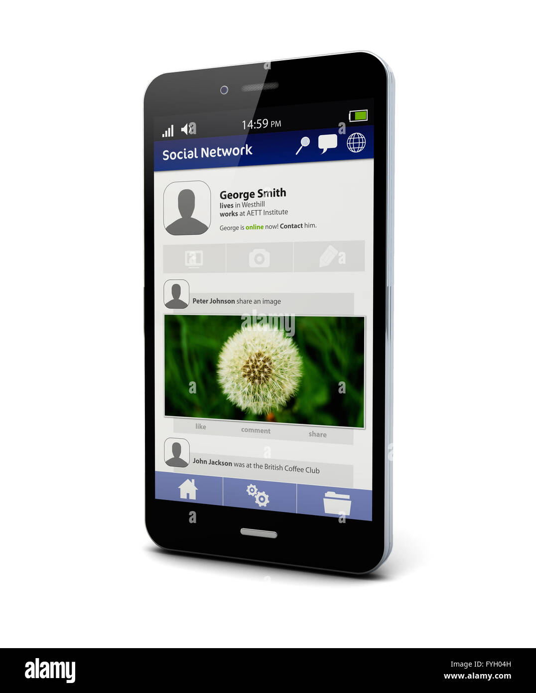 Smartphones mit sozialen Netzwerk-app auf dem Bildschirm gerendert Stockfoto