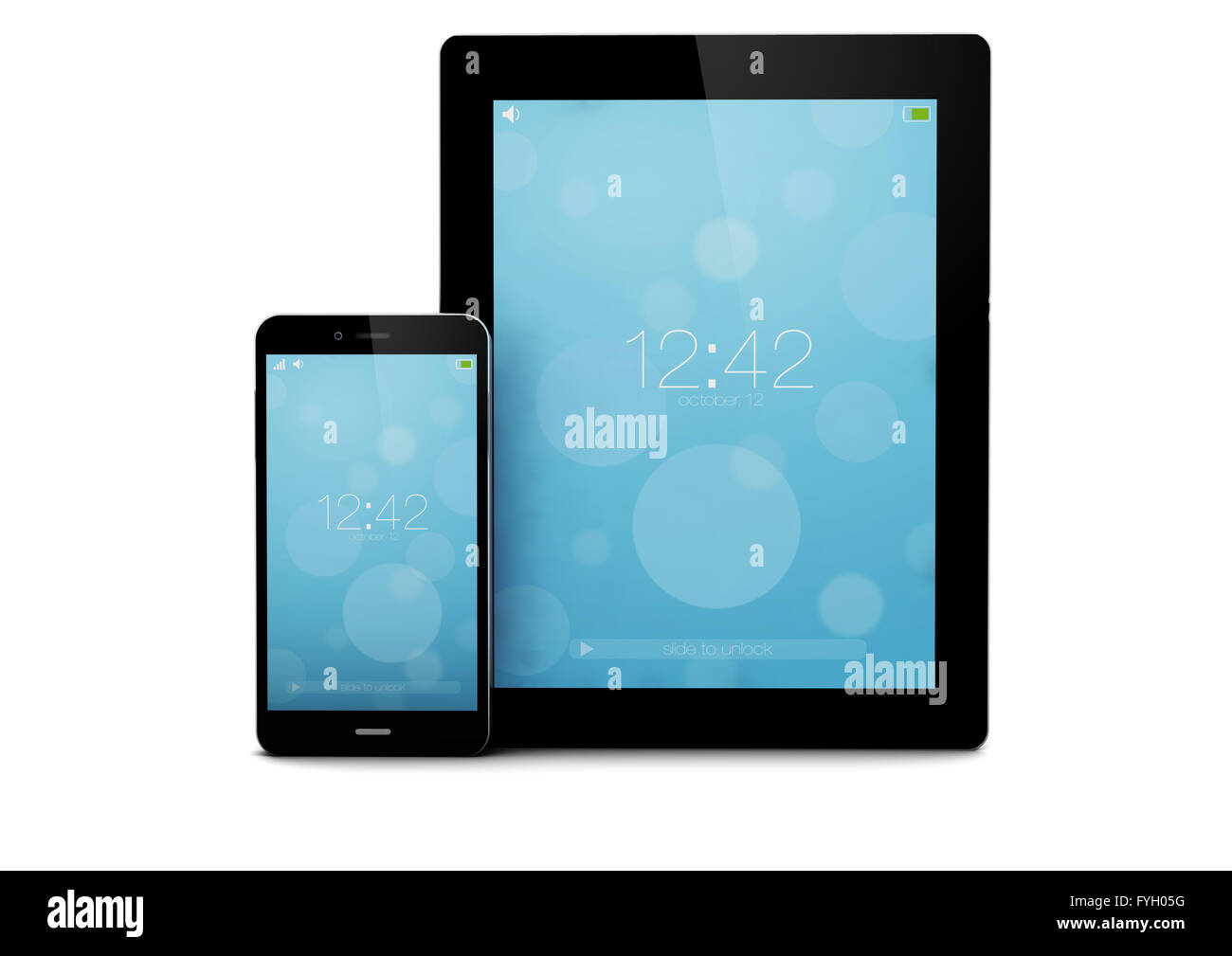 Rendern eines gesperrten Smartphone und tablet Stockfoto