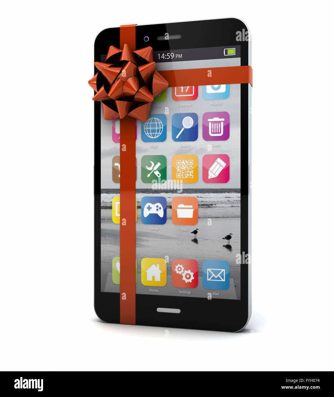 Smartphone mit einem Bogen Stockfoto