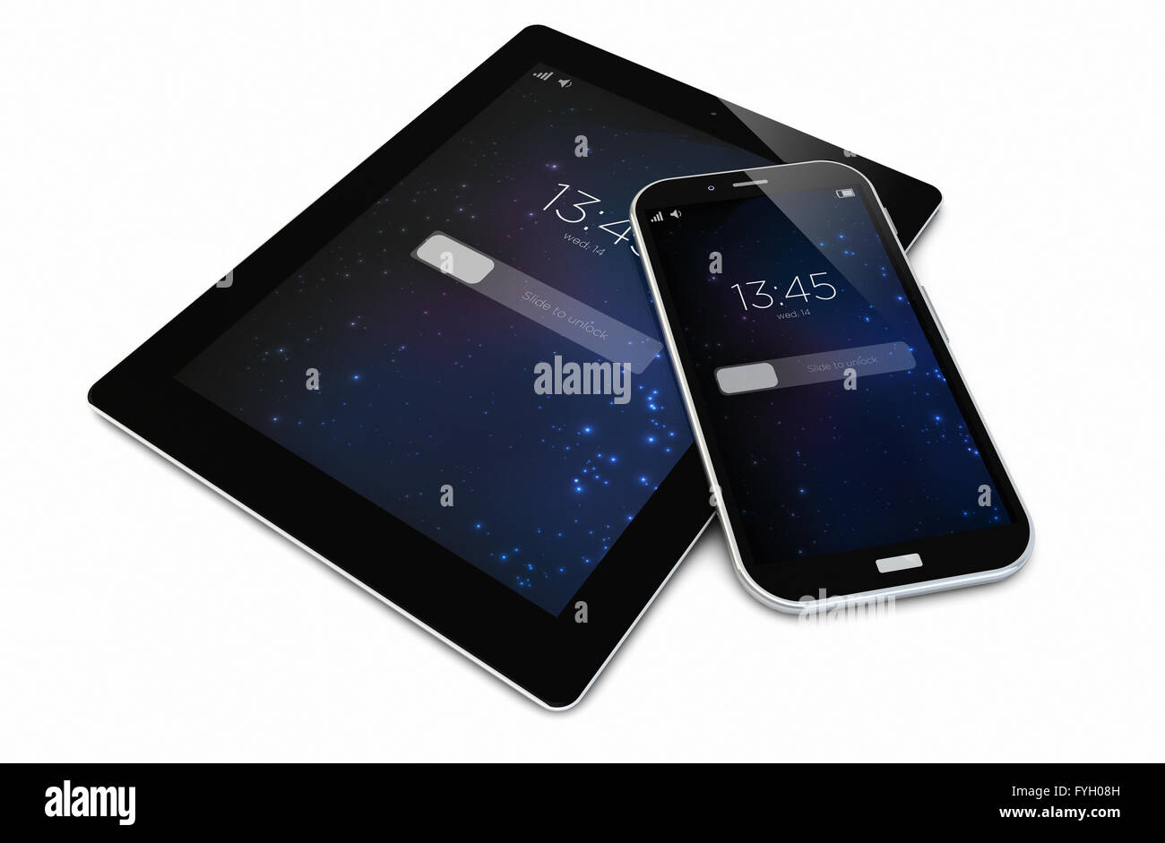 Rendern von gesperrten Smartphone und tablet Stockfoto