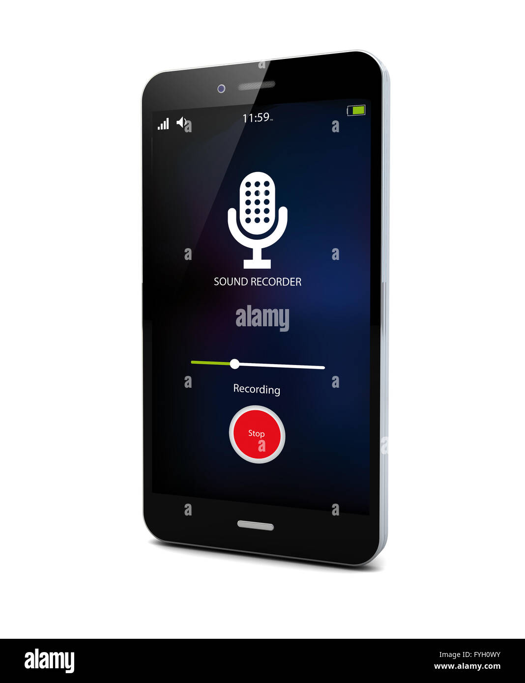 Spion-Konzept: Audiorecorder app auf dem Smartphone Stockfoto