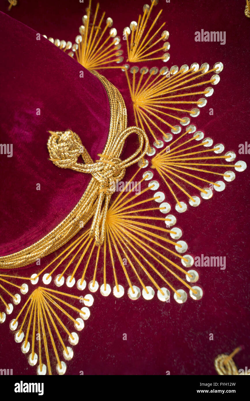 Schuss von traditionellen festliche Mexiko Hut Details ganz nah, mexikanische Kulturbegriff zu feiern. Stockfoto