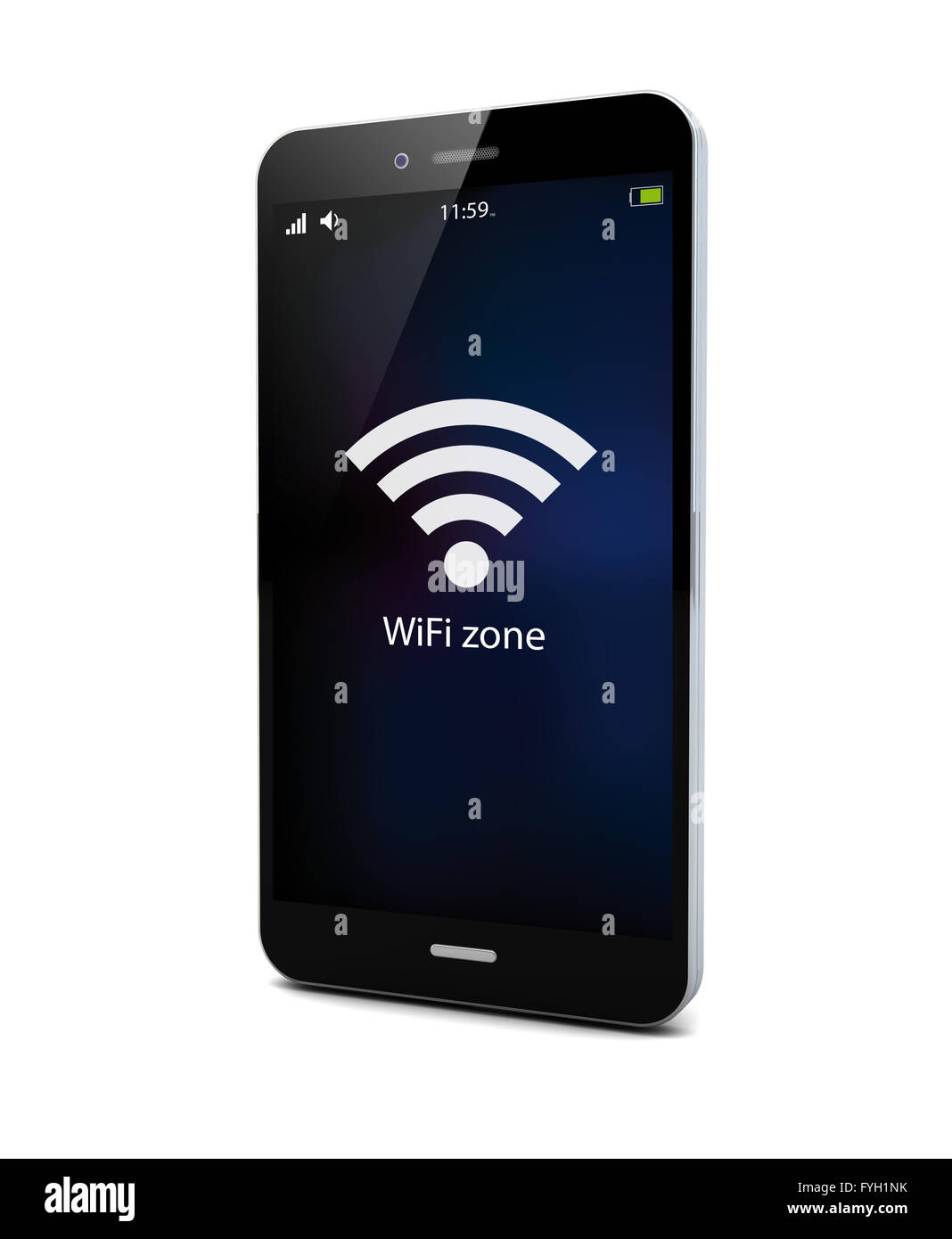 Wifi-Zone auf einem Smartphonebildschirm Stockfoto