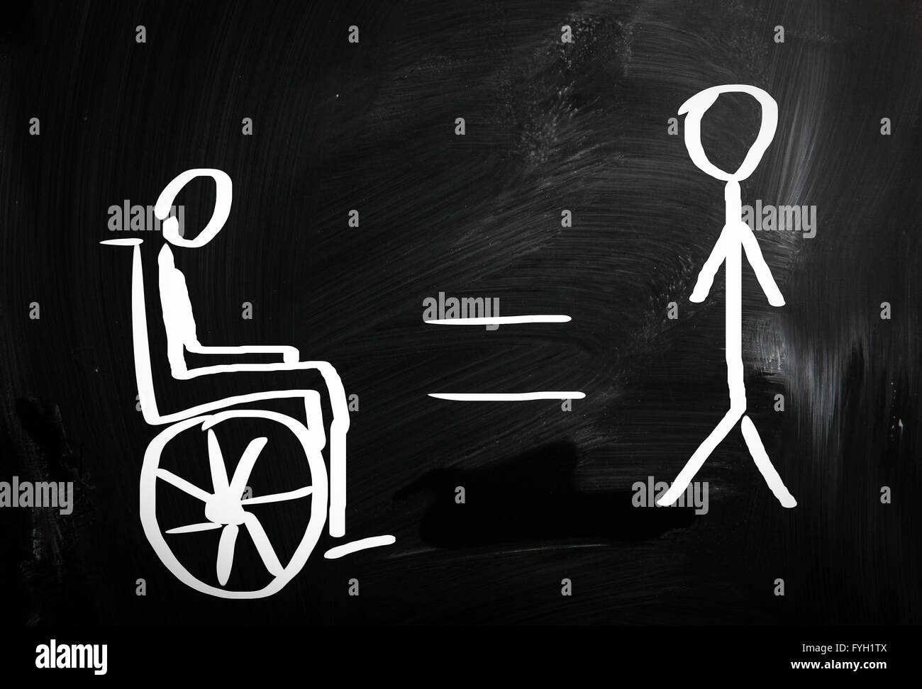 Behinderte Zeichen mit Kreide auf einer Tafel gezeichnet Stockfoto