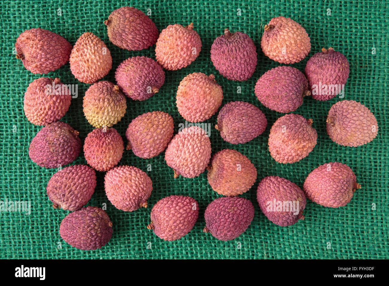 Auswahl an leckeren und frischen Litschi exotische Früchte Stockfoto
