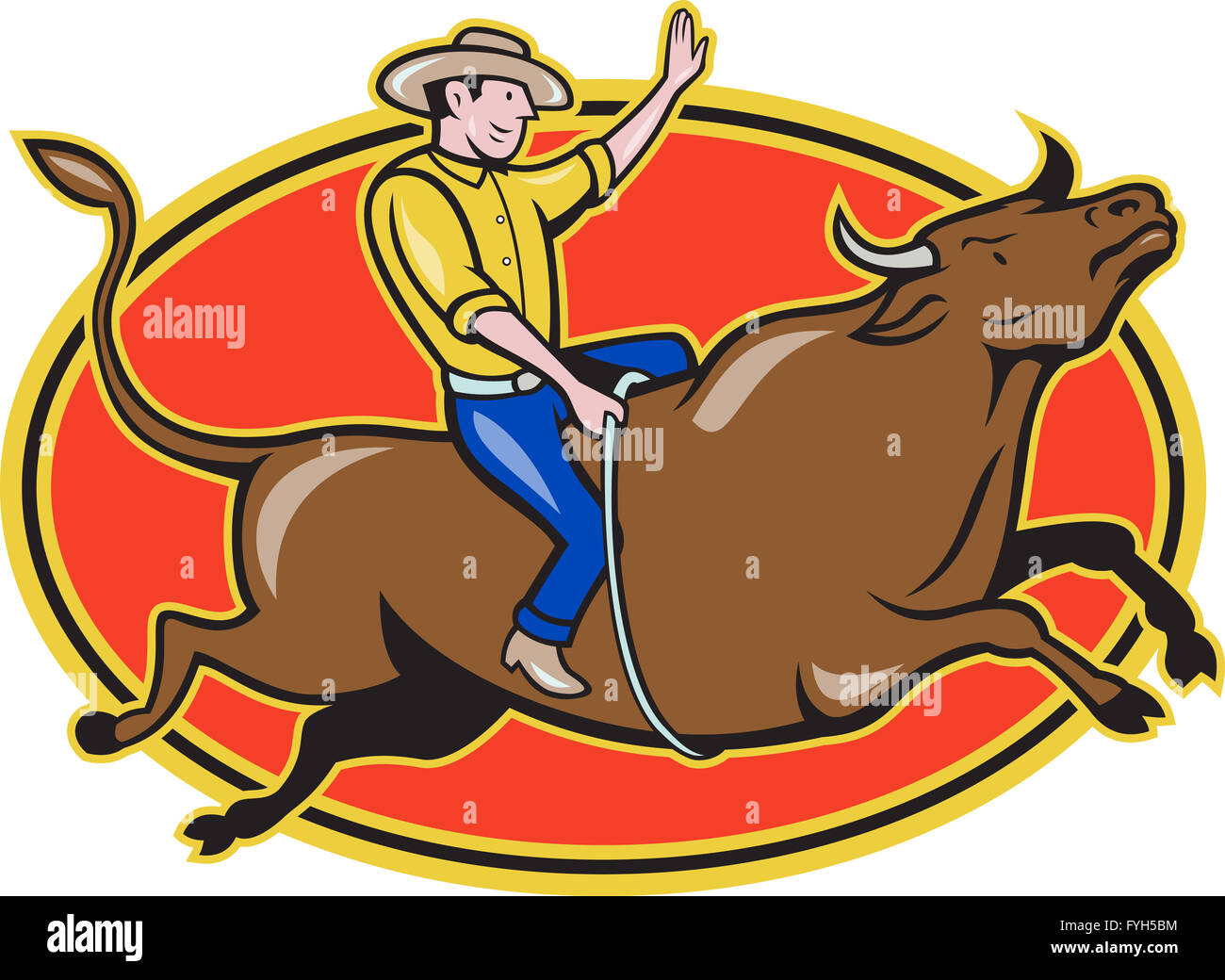 Rodeo Cowboy Bull Riding Cartoon Stockfotos und -bilder Kaufen - Alamy