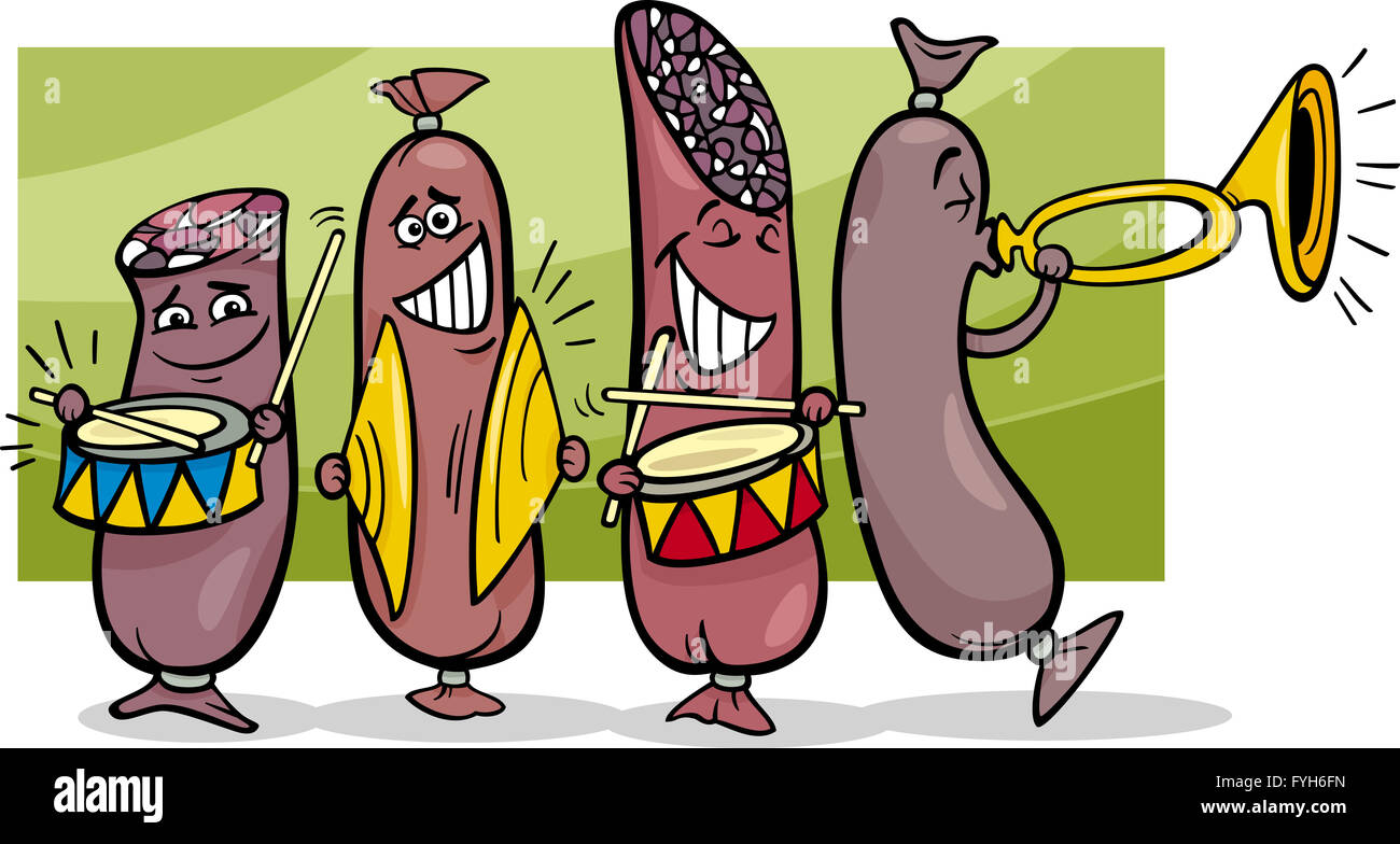 Würstchen-Band Cartoon illustration Stockfoto