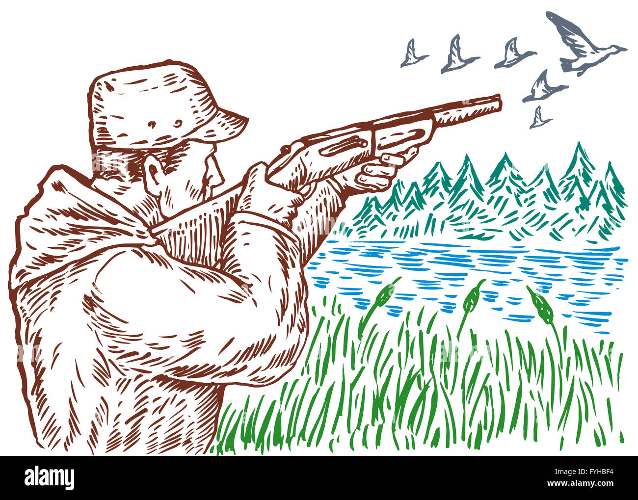 Jäger mit dem Ziel Schrotflinte Gewehr Stockfotografie - Alamy