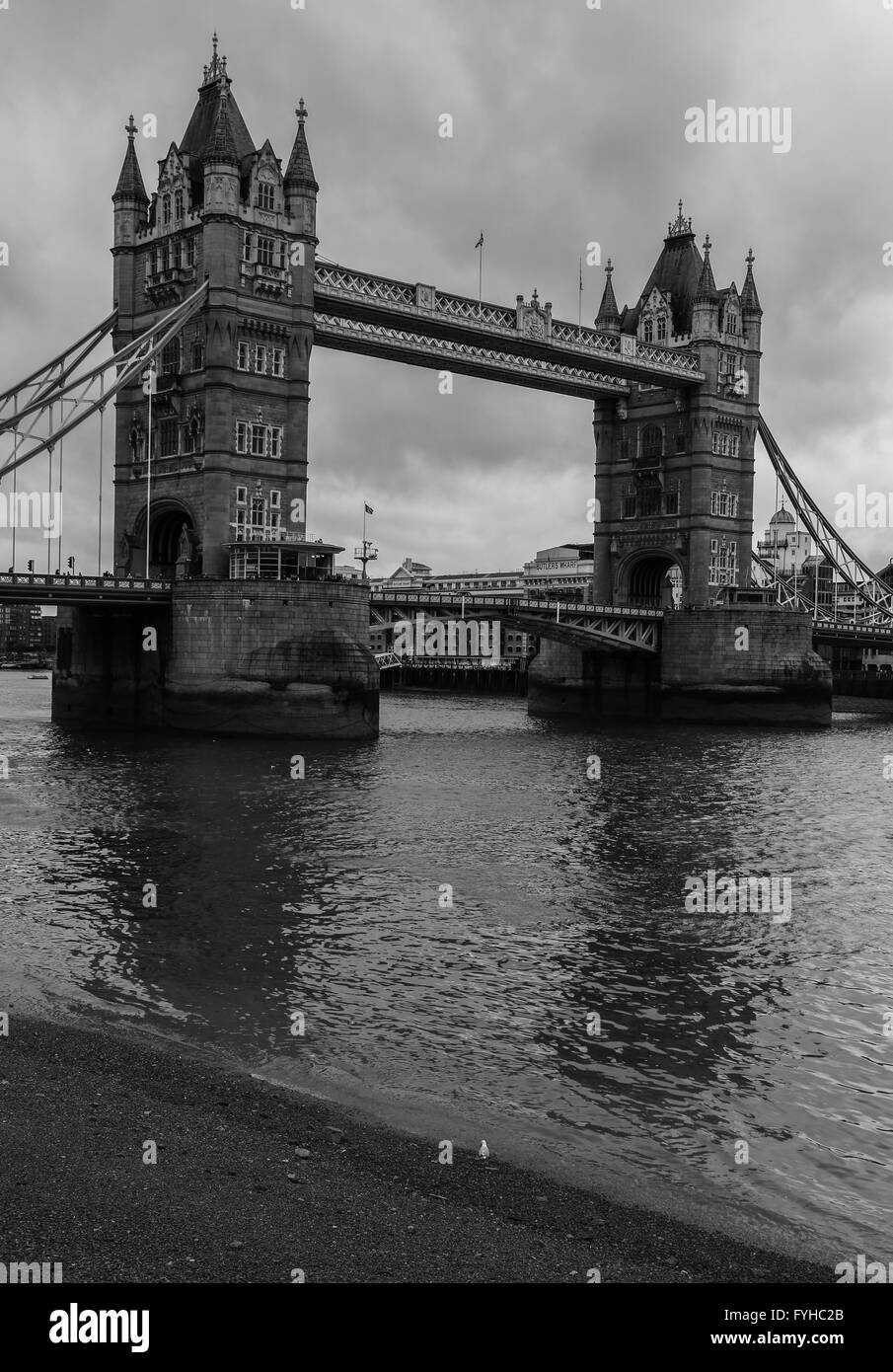 Schwarz / weiß-Foto von der Tower Bridge in London, UK. Stockfoto
