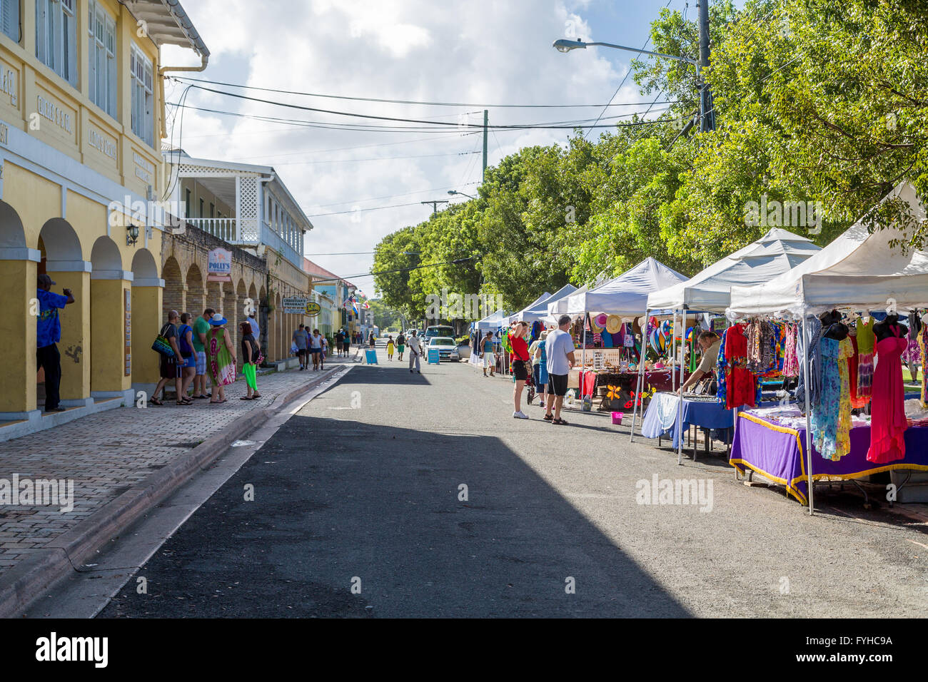 Menschen auf der Straße in St. Croix von Flohmarkt Stockfoto