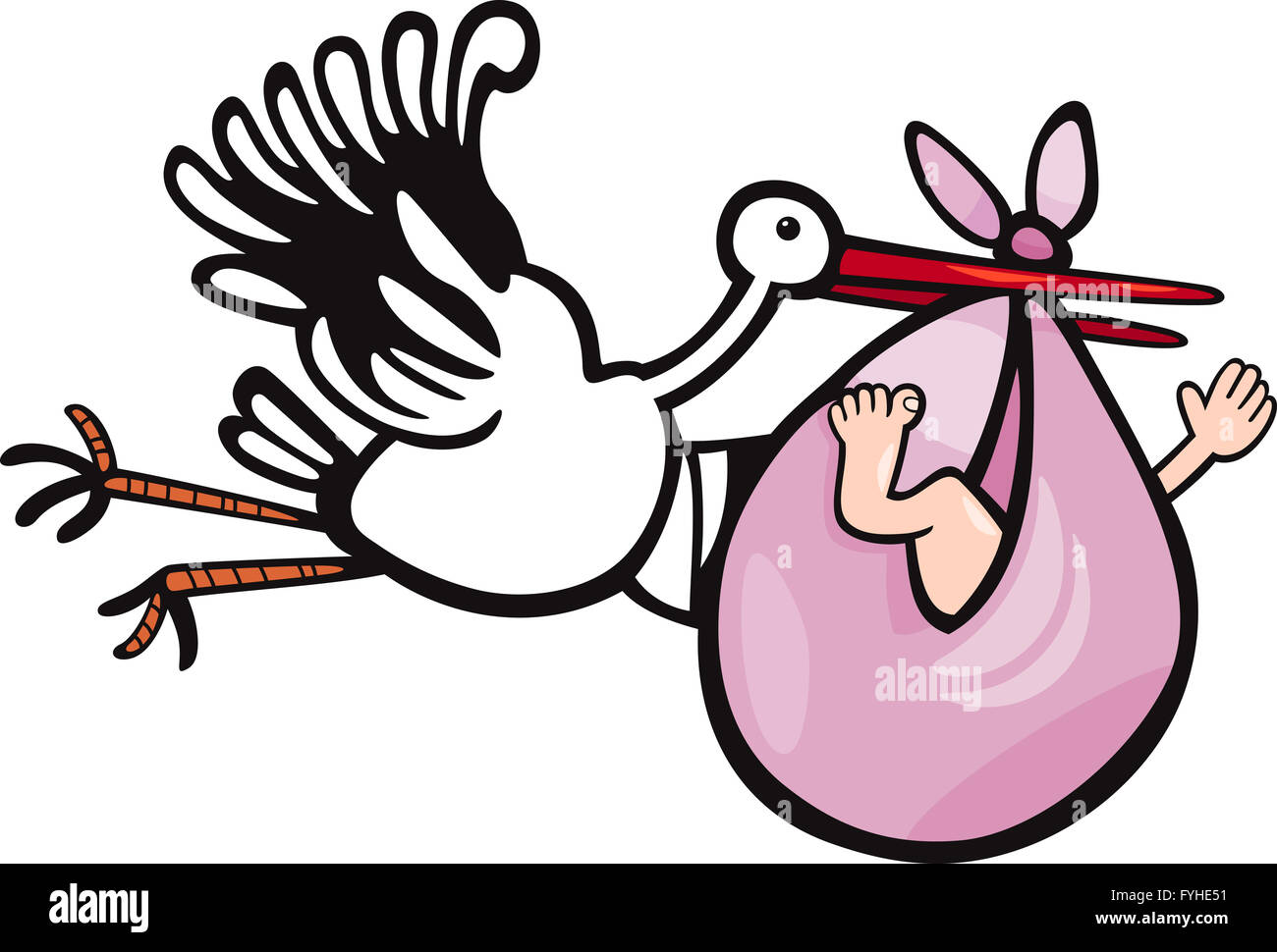 Storch mit Baby Cartoon illustration Stockfotografie Alamy