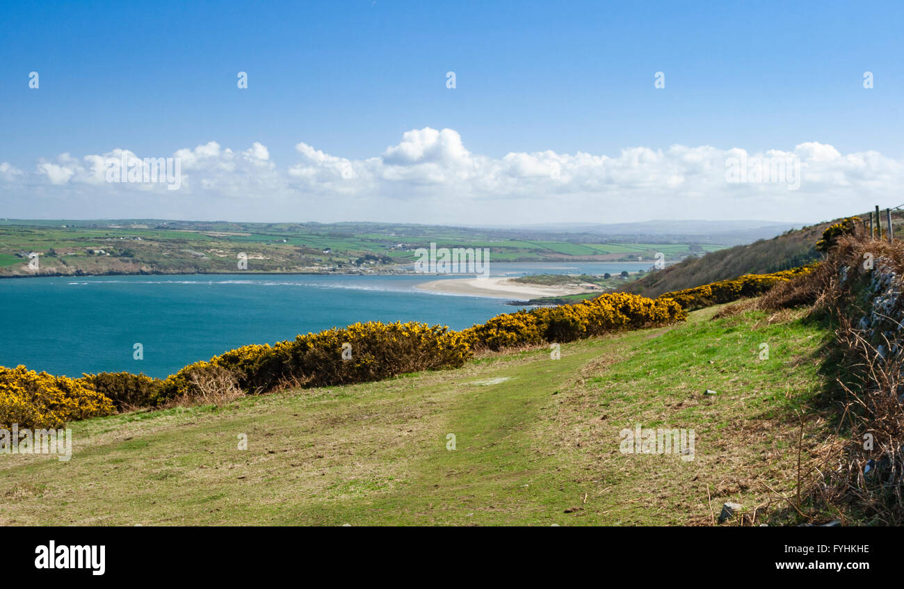 Poppit Sands und die Afon Teffi Mündung von Cemaes Head an der Pembrokeshire Coastal Path, Pembrokeshire, Wales Stockfoto