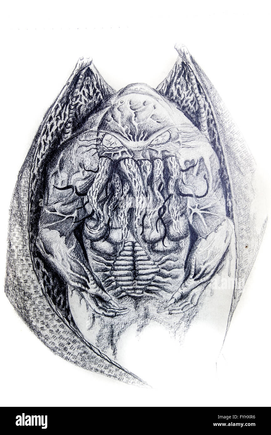 Seeungeheuer Oktopus Tattoo Skizze Illustration Stockfotografie Alamy