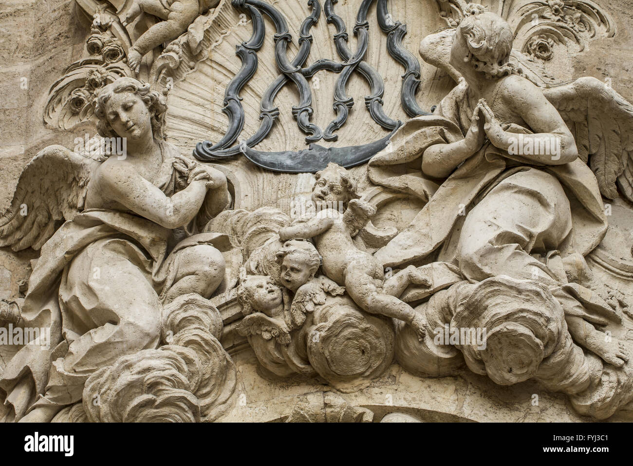 Ornamente und Skulpturen der Gotik, spanischen alte Kunst Stockfoto