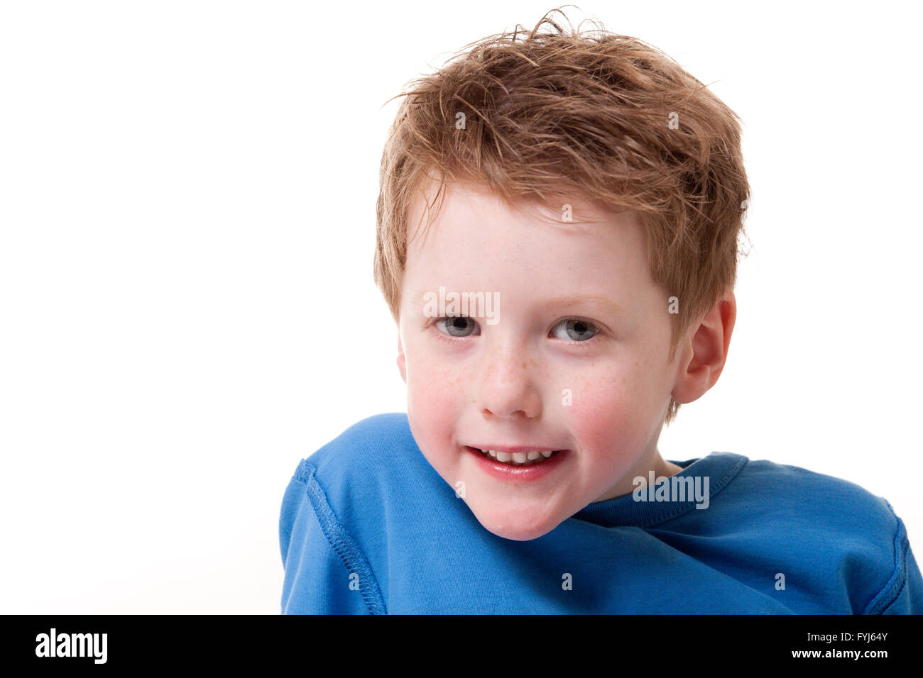 Kind-Porträt blau Stockfoto