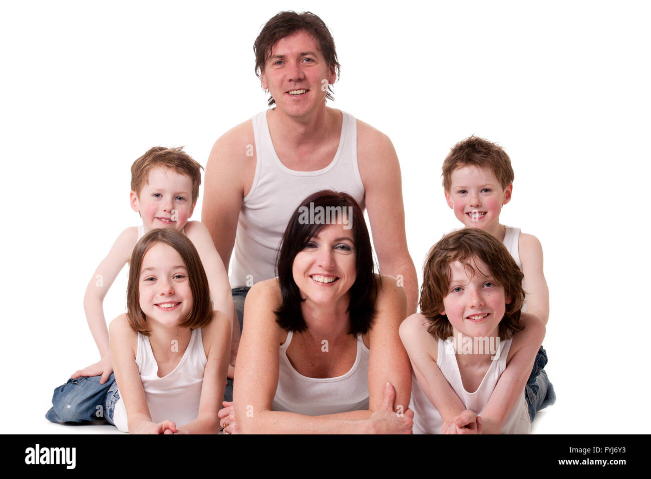 Große Familie in weiß Stockfoto