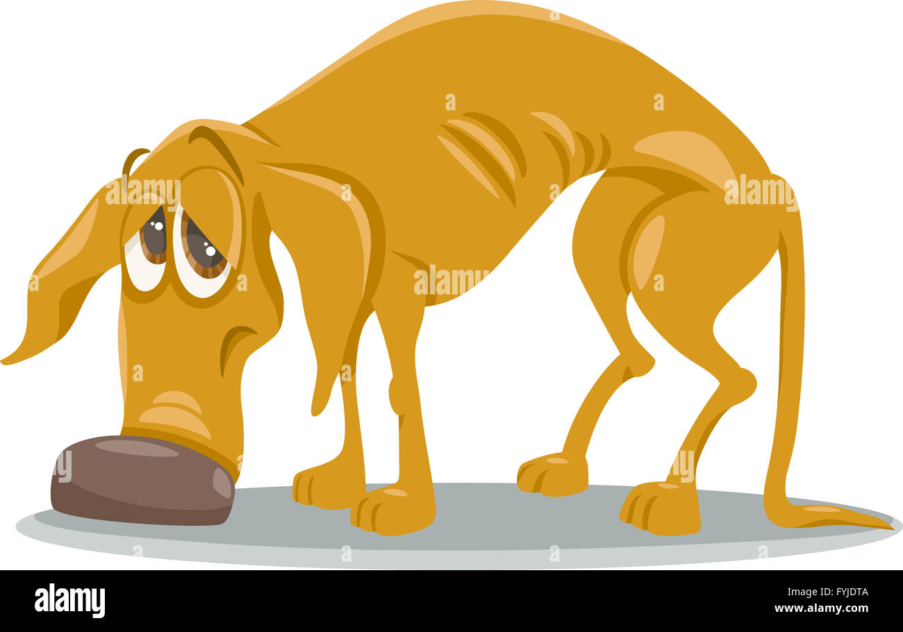 traurig Obdachlosen Hund Cartoon illustration Stockfotografie - Alamy
