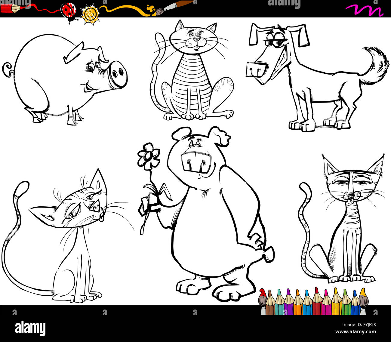 Tiere set Cartoon Malvorlagen Stockfotografie - Alamy