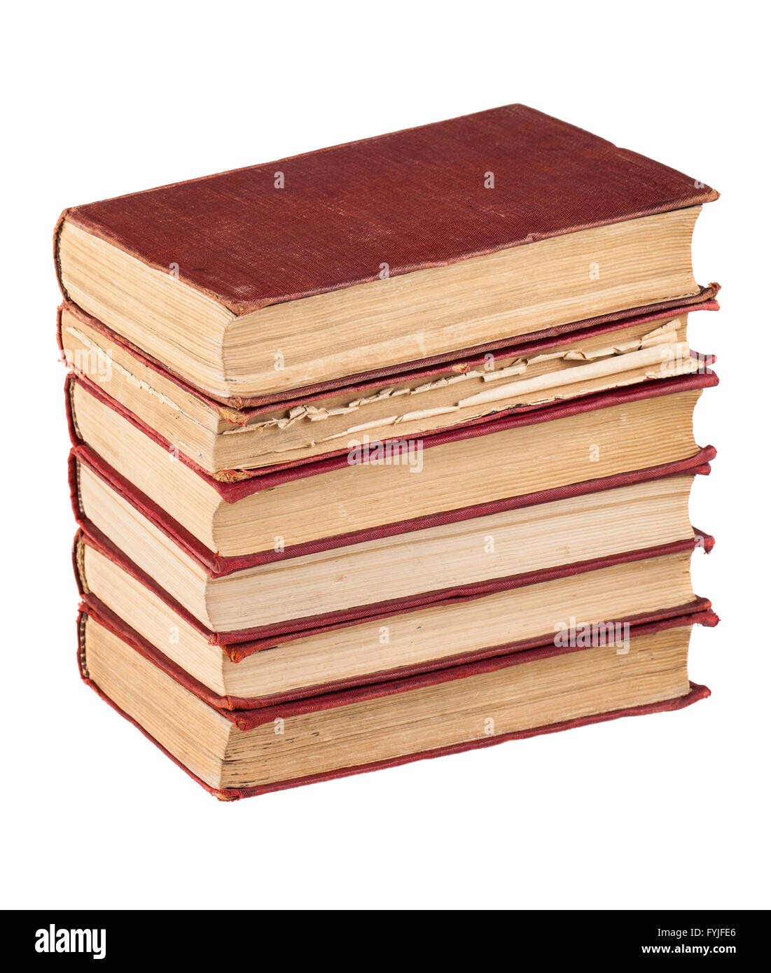 Bücherstapel roter Deckel Stockfoto